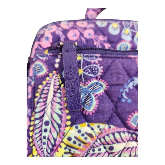 Vera Bradley mini hipster crossbody bag Batik leaves purple purse handbag fall - Picture 6 of 12